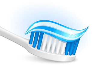Image showing Toothbrush and gel toothpaste