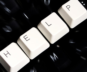 Image showing Black Keyboard, blurred, with white keys - HELP