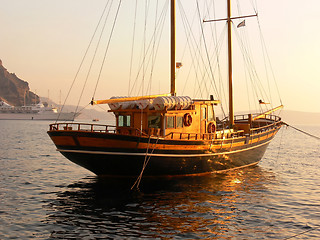 Image showing Old wooden sailboat.