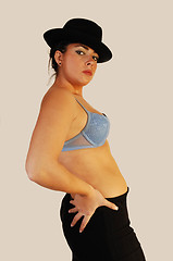 Image showing Woman in bra and hat.