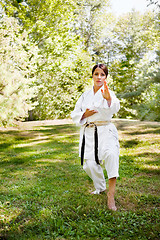 Image showing Asian practicing karate