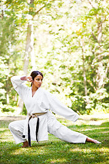 Image showing Asian practicing karate