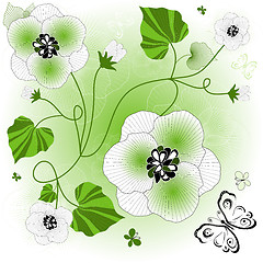 Image showing Gentle white-green floral background