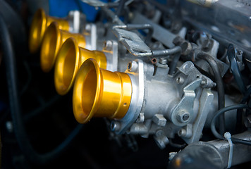 Image showing Carburettors of classic racing car engine