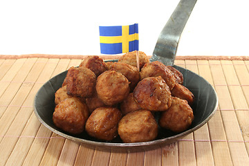 Image showing Köttbullar in a pan