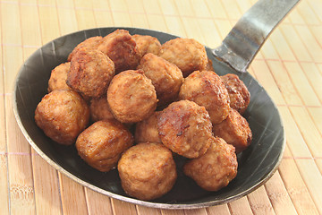 Image showing Köttbullar in a pan