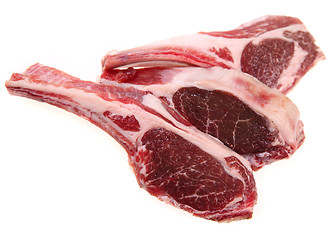 Image showing Three lamb rib chops isolated