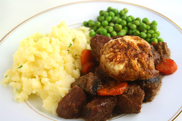 Image showing Stewed steak and dumpling dinner