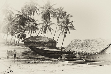 Image showing Fishing village retro