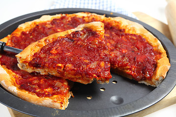 Image showing Slice of homemade pizza