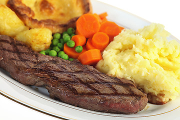 Image showing Steak dinner closeup