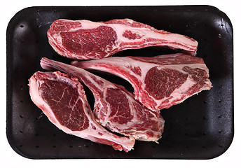 Image showing Lamb chops on a tray