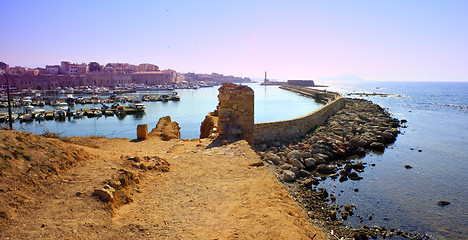 Image showing Hania harbour and town