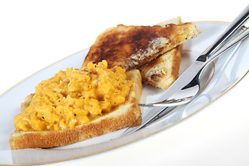 Image showing Scrambled egg plate, slanted