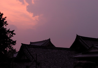 Image showing Sunset over the temples