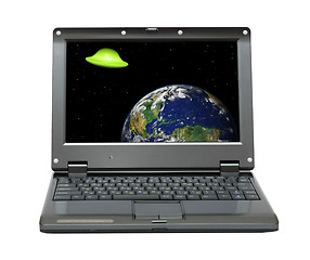 Image showing laptop with space aliens theme