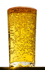 Image showing glass with bubbles in beer