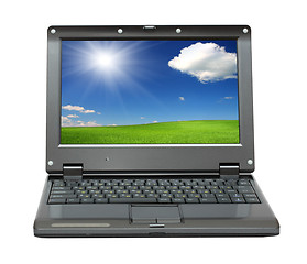 Image showing laptop wheat field