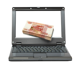 Image showing laptop with russian money - rubles