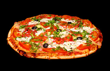 Image showing cooking pizza on black