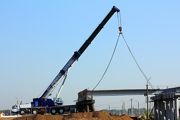 Image showing crane on the construction of overpass