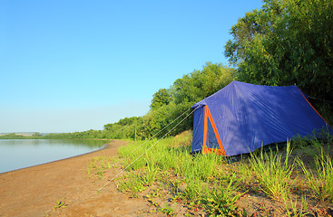 Image showing tent on river beach