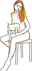 Image showing Drawing female act in the chair