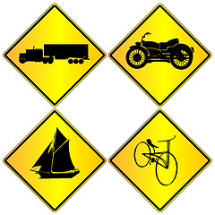 Image showing Metalic transport signs set