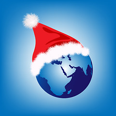 Image showing Santa hat on globe