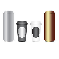 Image showing Beer cans and coffee cups