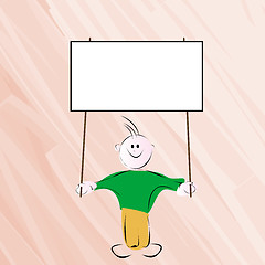 Image showing  boy holding banner