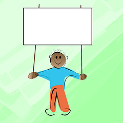 Image showing Little kid holding banner