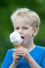 Image showing Enjoying an icecream