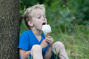 Image showing Enjoying an icecream