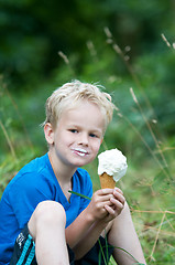 Image showing Enjoying an icecream