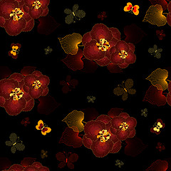 Image showing Seamless black floral pattern