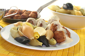 Image showing Koettbullar with noodles