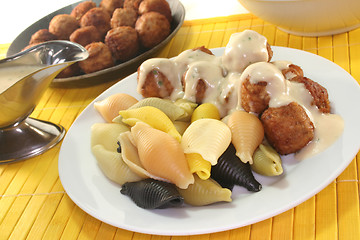 Image showing Koettbullar with noodles