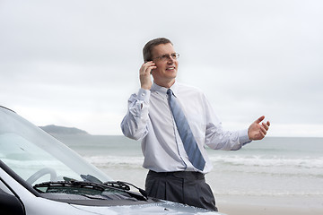 Image showing Smiling businessman talking on cell phone