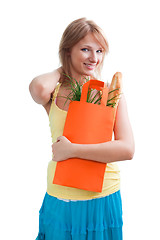 Image showing Pretty blonde with baguette