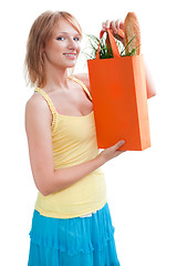 Image showing Happy woman with shopping bag