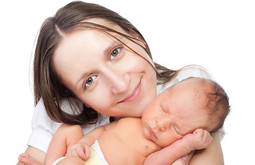 Image showing Mother smile holding her baby