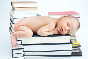 Image showing baby sleep in library