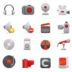 Image showing Multimedia Icons Set | Red Series 01