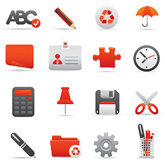 Image showing Office Icons Set | Red Series 01