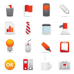 Image showing Office Icons Set | Red Series 02