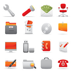 Image showing Office Icons Set | Red Series 03