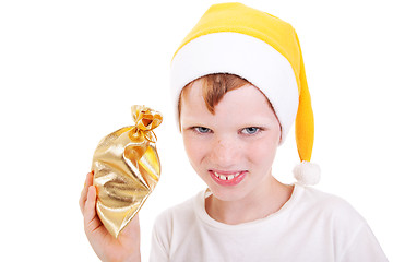 Image showing Cute christmas boy with a gift 