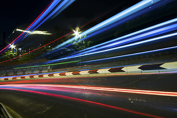 Image showing traffic in city at night in hong kong