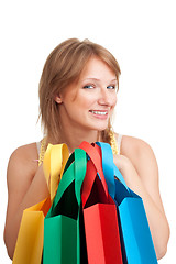 Image showing Happy young customer  after shopping